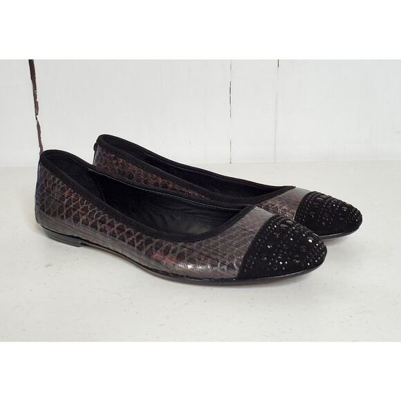 Donald J Pliner Great Snakeskin Cap-Toe Ballet Flats 7 - Picture 9 of 9